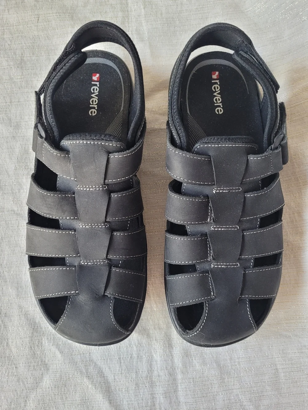 revere Men's Black Closed-Toe Fisherman Sandals Size 10